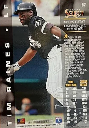 1994 Score Select Tim Raines Baseball Card #92