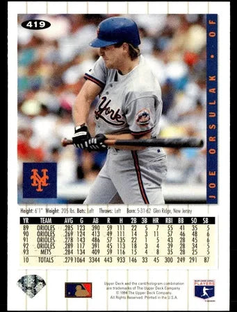 1994 Upper Deck Collectors Choice Joe Orsulak Baseball Card #419