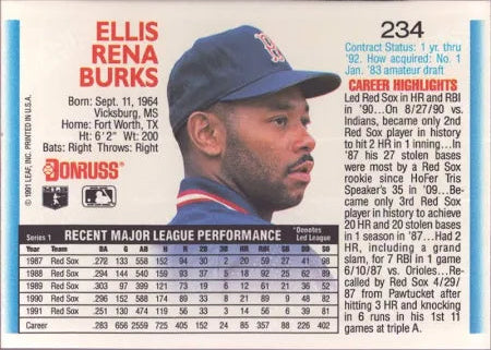 1992 Donruss Ellis Rena Burks Baseball Card #234