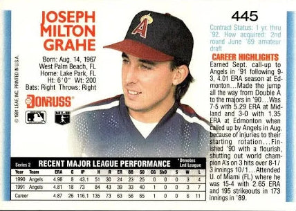 1992 Donruss Joseph Milton Grahe Baseball Card #445