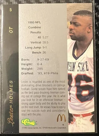 1993 Classic Four Sport Lester Holmes Football Card #106