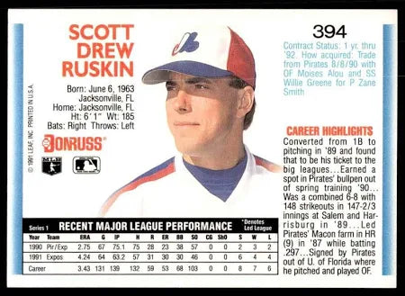 1992 Donruss Scott Drew Ruskin Baseball Card #394