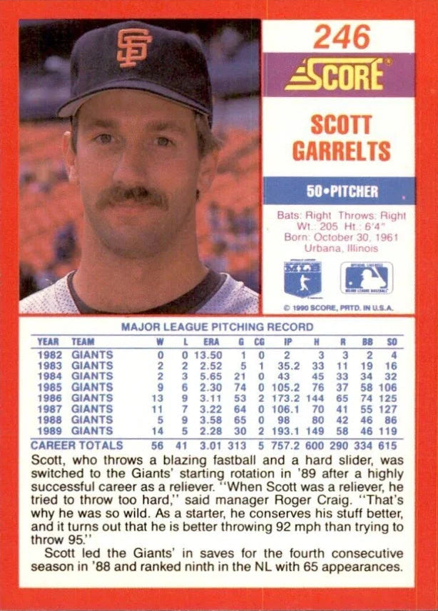 1990 Score Scott Garrelts Baseball Card #246