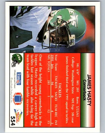1992 Pacific James Hasty Football Card #554