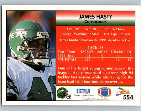 1992 Pacific James Hasty Football Card #554