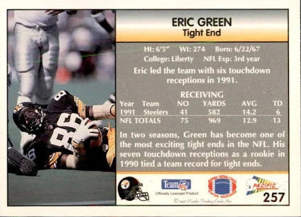 1991 NFL Pro Set Eric Green Football Card #257