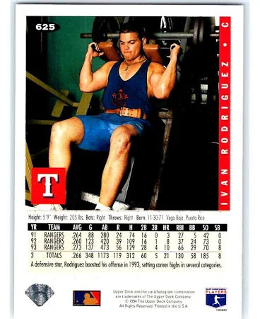 1994 Upper Deck Collectors Choice Ivan Rodriguez Baseball Card #625
