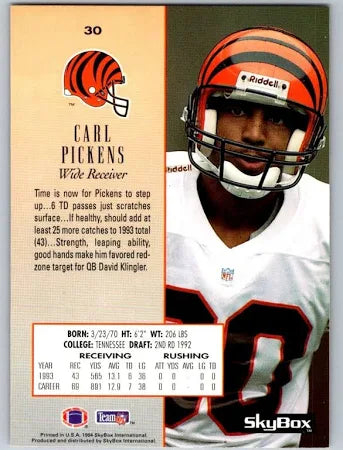 1994 Skybox Carl Pickens Football Card #30