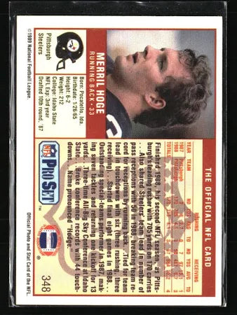 1989 NFL Pro Set Merril Hoge Football Card #348