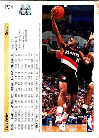 1994 Upper Deck Terry Porter Basketball Card #P34