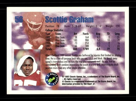 1992 Classic Draft Picks Scottie Graham Football Card #56