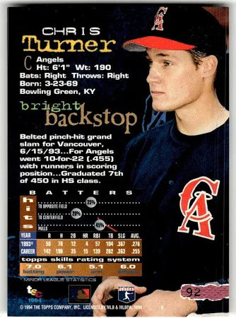 1994 Topps Stadium Club Chris Turner Baseball Card #92
