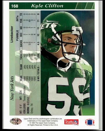 1993 Upper Deck Kyle Clifton Football Card #168