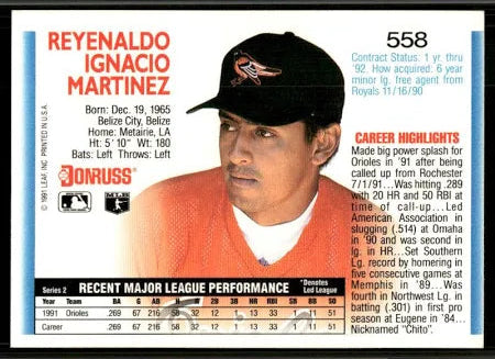 1992 Donruss Reyenaldo Ignacio Martinez Baseball Card #558