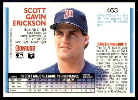 1992 Donruss Scott Gavin Erickson Baseball Card #463