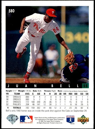 1993 Upper Deck Juan Bell Baseball Card #580