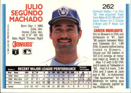 1992 Donruss Julio Segundo Machado Baseball Card #262