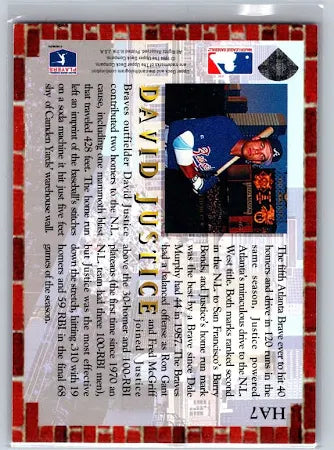 1994 Upper Deck Collectors Choice Hologram David Justice Baseball Card #HA7