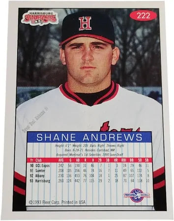 1993 Fleer Shane Andrews Baseball Card #222