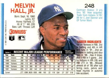1992 Donruss Melvin Hall Jr. Baseball Card #248
