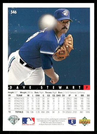 1993 Upper Deck Dave Stewart Baseball Card #546