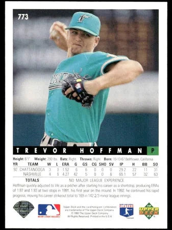 1993 Upper Deck Trevor Hoffman Baseball Card #773