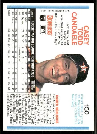 1992 Donruss Casey Todd Candaele Baseball Card #150