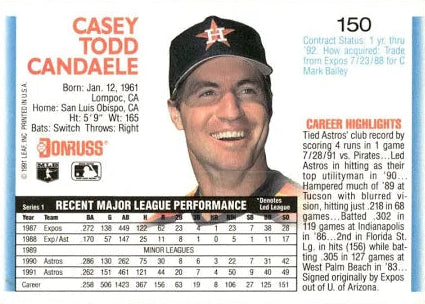 1992 Donruss Casey Todd Candaele Baseball Card #150