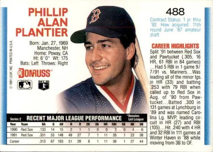 1992 Donruss Phillip Alan Plantier Baseball Card #488