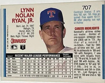 1992 Donruss Lynn Nolan Ryan Jr. Baseball Card #707