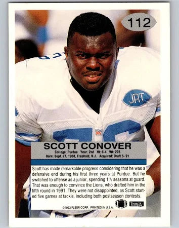 1992 Fleer Scott Conover Football Card #112