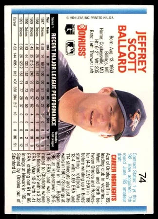 1992 Donruss Jeffrey Scott Ballard Baseball Card #74