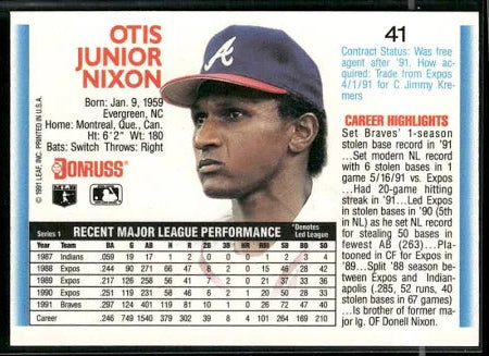 1992 Donruss Otis Junior Nixon Baseball Card #41