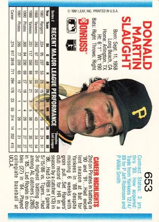 1992 Donruss Donald Martin Slaught Baseball Card #653