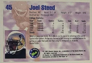 1992 Classic Draft Picks Joel Steed Football Card #45