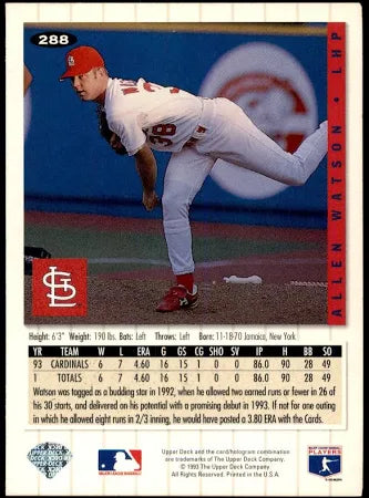 1994 Upper Deck Collectors Choice Allen Watson Baseball Card #288