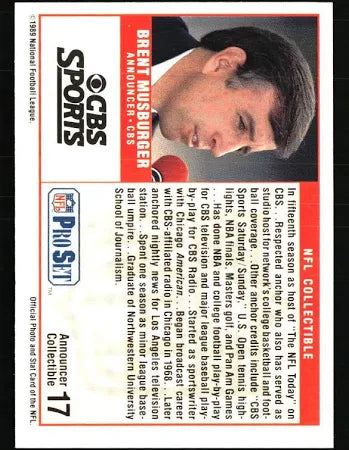1989 NFL Pro Set Brent Musburger CBS SPorts Football Card #17