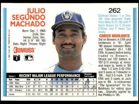 1992 Donruss Julio Segundo Machado Baseball Card #262