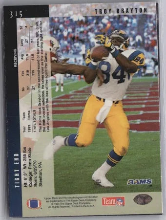 1994 Upper Deck Troy Drayton Football Card #315