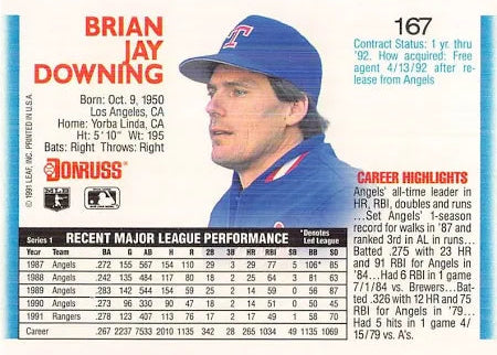 1992 Donruss Brian Jay Downing Baseball Card #167