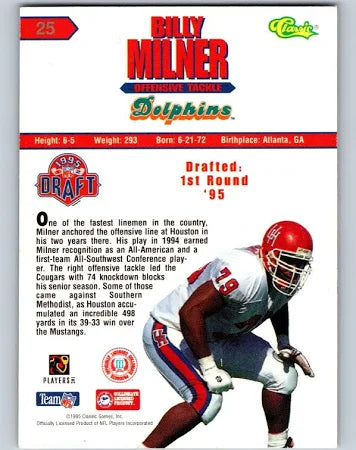 1995 Topps Bowman's Best Billy Milner Football Card #25