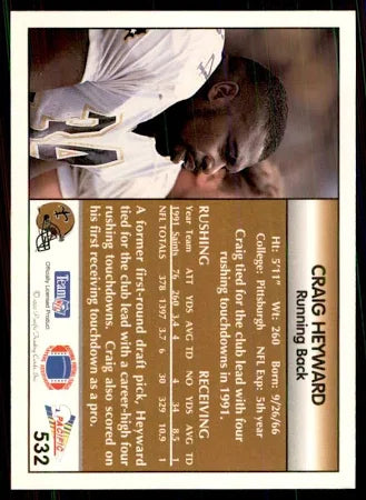 1992 Pacific Craig Heyward Football Card #532