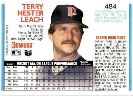 1992 Donruss Terry Hester Leach Baseball Card #484