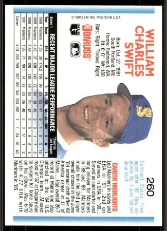 1992 Donruss William Charles Swift Baseball Card #260