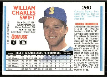 1992 Donruss William Charles Swift Baseball Card #260