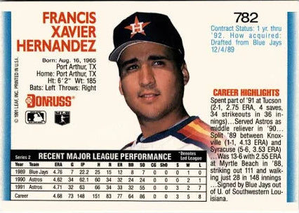 1992 Donruss Francis Xavier Hernandez Baseball Card #782