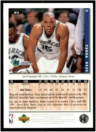 1994 Upper Deck Collectors Choice Sean Rooks Basketball Card #93