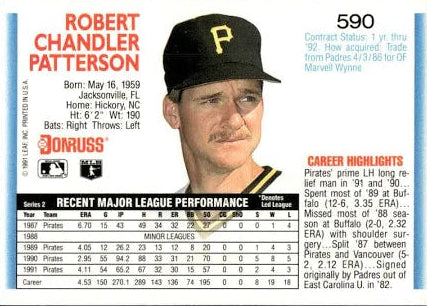 1992 Donruss Robert Chandler Patterson Baseball Card #590