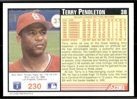 1991 Score Terry Penleton Baseball Card #230