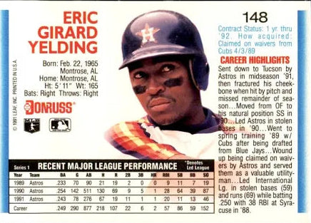 1992 Donruss Eric Girard Yelding Baseball Card #148